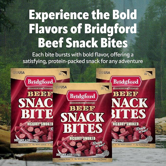 Bridgford Beef Snack Bites 4 oz Pack of 4 - Ready-to-Eat Snacks for On-The-Go Snacking - Gluten-Free Zero Carbs Meat Snacks for Adults - Keto Beef Snack Bites for Your Keto Diets