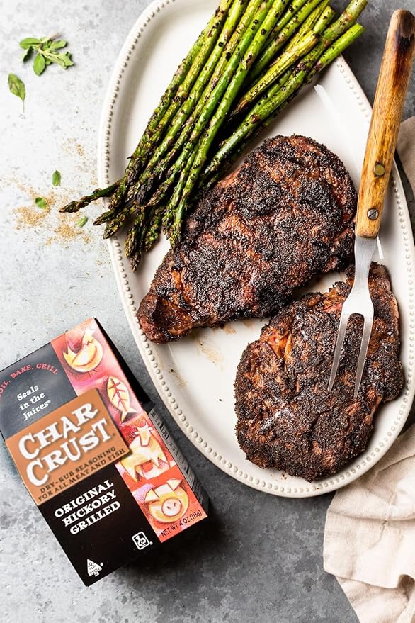 Char Crust Dry-Rub Seasonings Original Hickory Grilled | All-in-one seasonings | Perfect for Steaks Burgers Ribs Tuna | Signature Crust that Seals in the Juices 22 oz