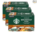 Starbucks Coffee K-Cup Pods Breakfast Blend Medium Roast Ground Coffee K-Cup Pods for Keurig Brewing System 10 CT K-Cup Pods Per Box (Pack of 3 Boxes)