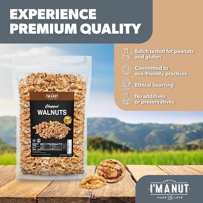 Premium Raw Chopped Walnuts 48oz (3 lb) - 100% Natural No-PPO Non-GMO Batch-Tested Gluten &amp Peanut Free Kosher Small Batch Quality