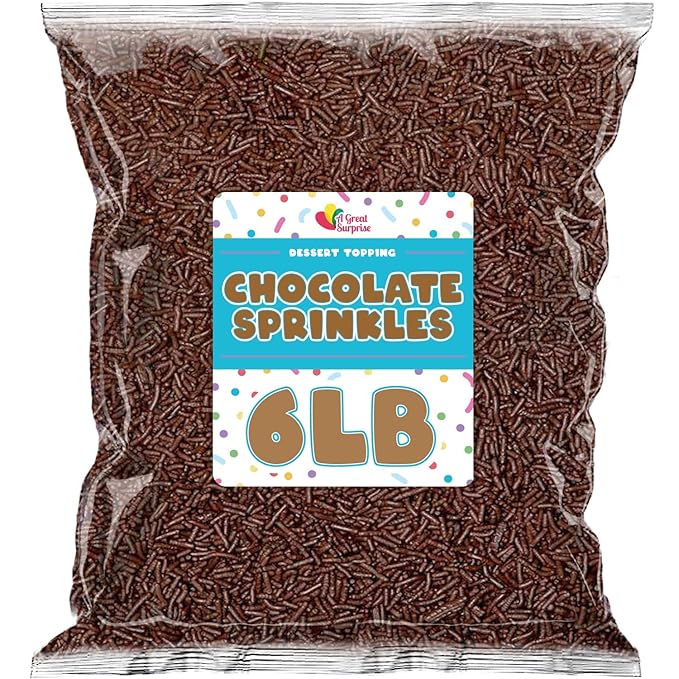 Chocolate Sprinkles - 6 Pounds - Chocolate Jimmies - Wholesale Ice Cream Sprinkles - Baking Cupcake Cookie Decorating - Dessert Toppings