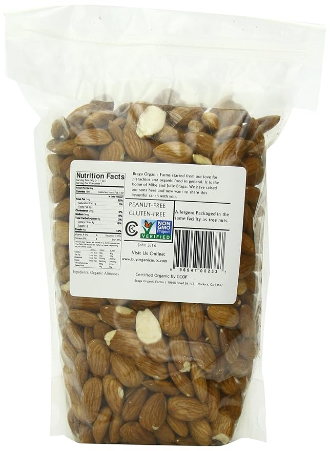 Braga Organic Farms Organic Natural Almonds 2 lb. bag