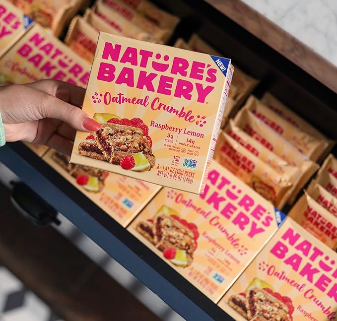 Nature's Bakery Oatmeal Crumble Bars Raspberry Lemon Real Fruit Vegan Non-GMO Breakfast Bar 6 boxes with 6 twin packs (36 twin packs)
