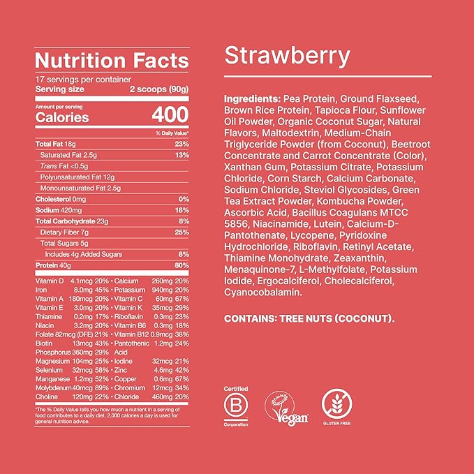 Huel Black Edition | Strawberry 40g Vegan Protein Powder | Nutritionally Complete Meal | 27 Vitamins and Minerals Gluten Free | 17 Servings