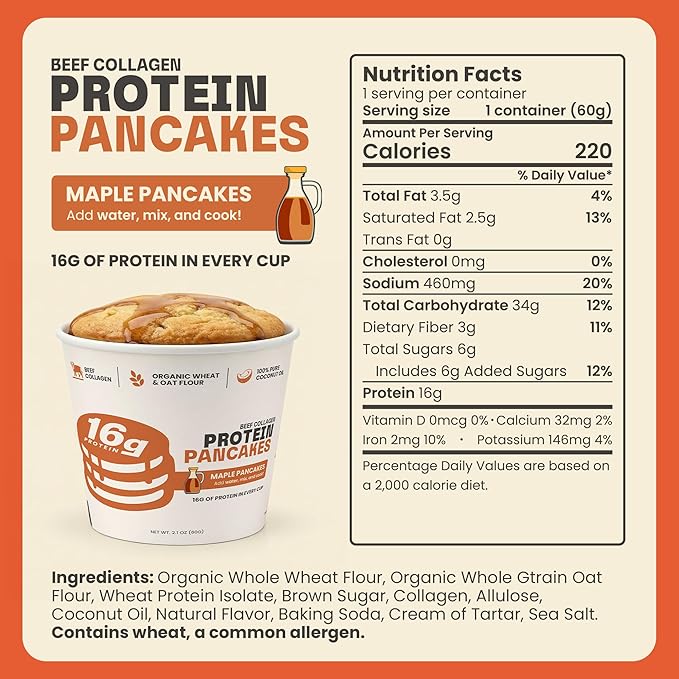 Beef Cakes Protein Breakfast Variety Pack – 12 Pack Instant Protein Pancakes and Oatmeal Cups – 14–16g Protein Beef Collagen Seed Oil Free Dairy Free Quick &amp Easy Breakfast in a Cup