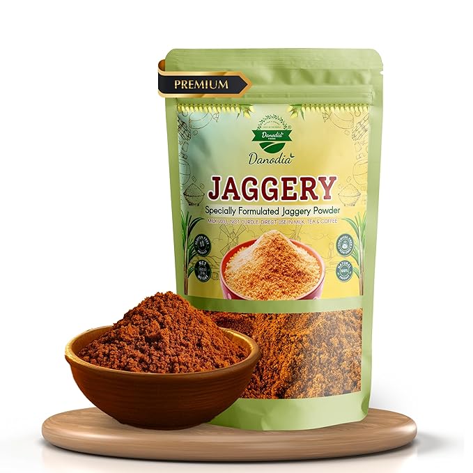 Danodia Foods Organic Jaggery Powder (2 lbs/950G) | Gluten Free Traditionally No Anti Caking Agent No Additives | Unique Sugar Substitute Best Of Indian Sweetener (Resealable Pouch)