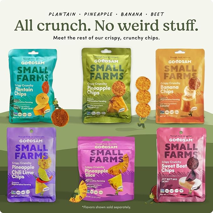 GoodSAM Small Farms Baked Banana Chips Pack of 8 Simple Ingredient Fruit Chips