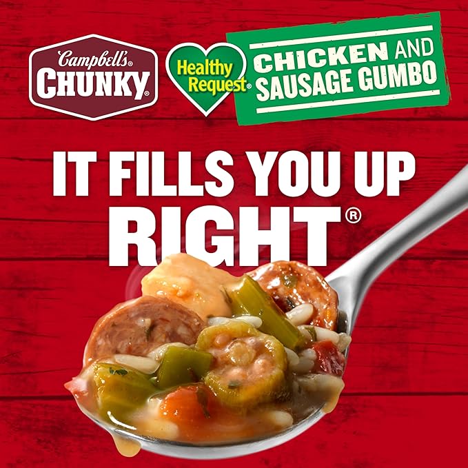Campbell’s Chunky Soup Healthy Request Chicken and Sausage Gumbo 18.8 oz Can (Case of 12)