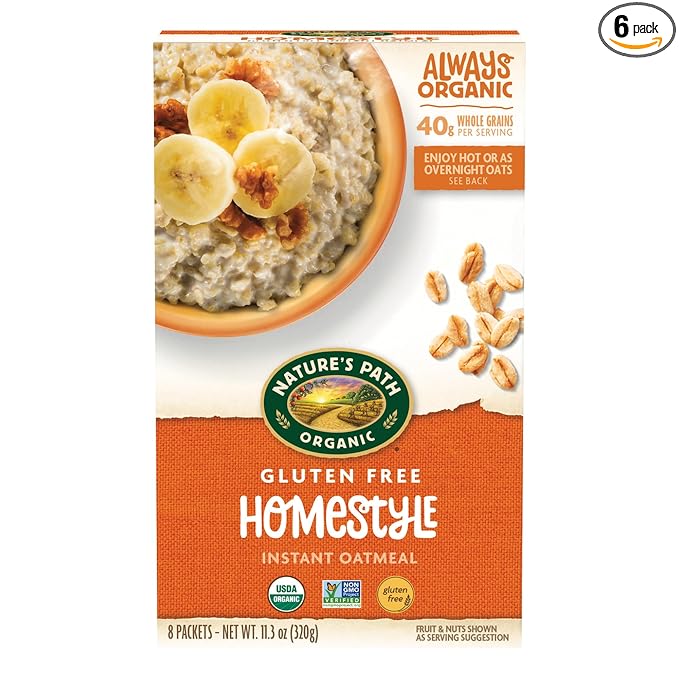 Nature's Path Organic Homestyle Instant Oatmeal 11.3 oz (Pack of 6) Gluten Free Non-GMO