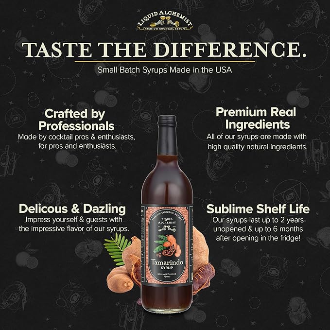 Liquid Alchemist Tamarind Syrup for Cocktails - Real Ingredients Make our Tamarindo Syrup the Perfect Spicy Margarita Mix - Made Fresh with All Natural Tamarind Concentrate (25.4 oz)