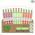 Variety 100% Grass-fed/finished Non-GMO Beef Sticks. No Added Nitrates Gluten Soy MSG Dairy or Nuts. Keto Whole30 &amp Paleo (24 Original 24 Smokey Sweet 24 Jalapeno 72 Count 1-oz Sticks)