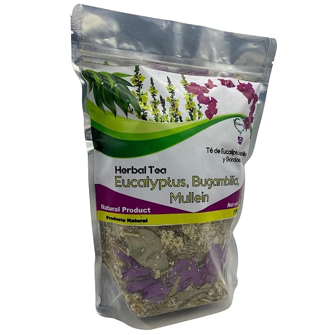Eucalyptus Bugambilia Mullein Quiere Te Herbal Mix 5.3 oz (150 grams) 1 Pack Up to 100 Cups Resealable bag Eucalipto Bougainvilliea Dried Whole Leaves Product From Mexico 100% Natural