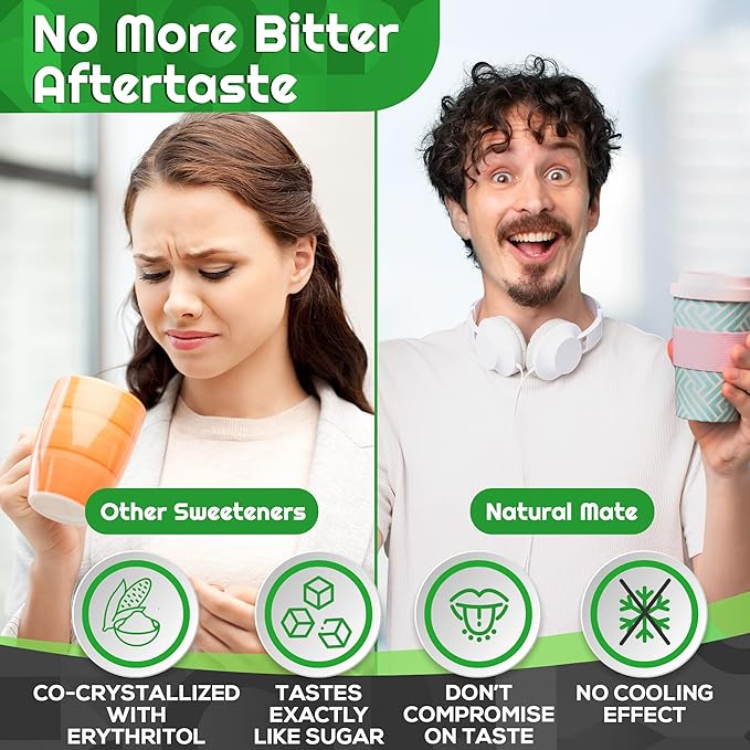 Natural Mate Zero Calorie Sweetener - Organic Stevia Granular Powder Blended with Erythritol - 2:1 Sugar Replacement for Keto Paleo Low GI – (1Lb/16OZ Pack of 5)