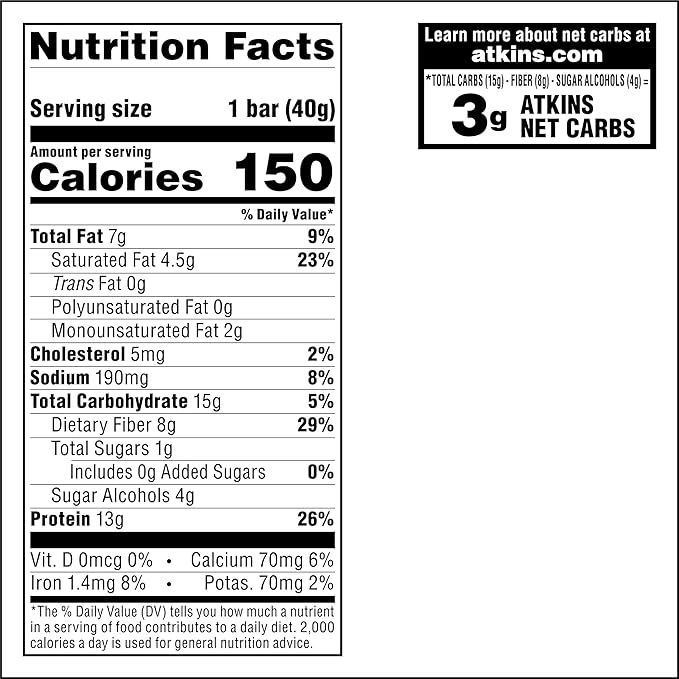 Atkins Lemon Flavored Snack BarHigh Protein BarLow Sugar and Low CarbKeto Friendly SnackGluten FreeHigh in FiberMade with Real Almond Butter16 Count (Pack of 2)