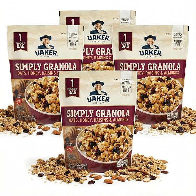 Simply Oats Granola with Honey Raisins &amp Almonds 34.5 oz Bags 2 Count (2 Pack - 4 Bags Total)