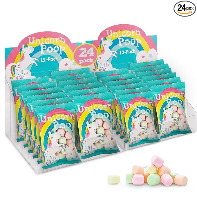 Unicorn Poop Candy - Made in the USA - 24 Unicorn Party Supplies - Unicorn Birthday Party Favors for Kids - Bulk Candy Packs for Classroom