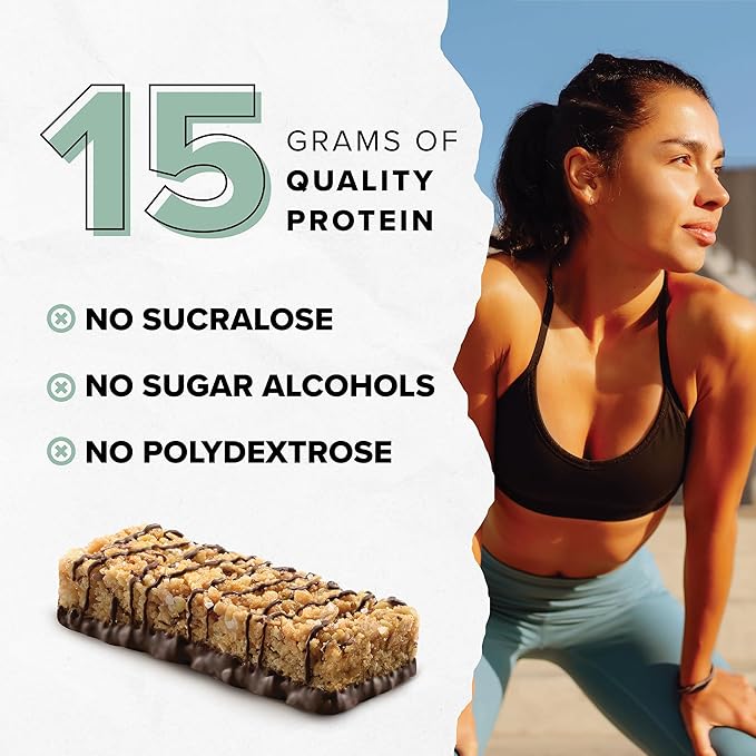 Ready® Protein Bars – High-Protein Snack with 15g Whey Protein With Flaxseeds and Omega-3s for Sustained Energy Supports Lean Muscle and Recovery No Artificial Sweeteners – Dark Chocolate Sea Salt