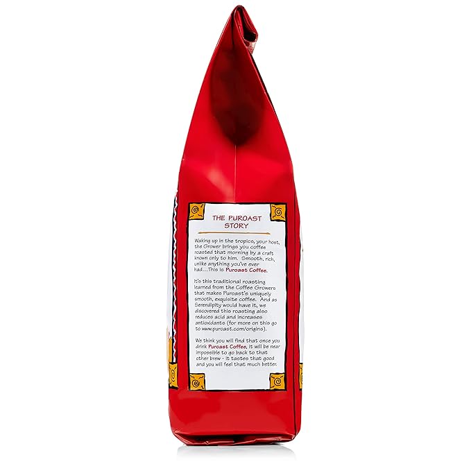 Puroast Low Acid Coffee Whole Bean | French Roast Whole Bean | Dark Roast | High Antioxidants &amp High pH |No Bitter Aftertaste | Reduced Heartburn &amp GERD | Suitable for Cold Brew - 2.2 LB