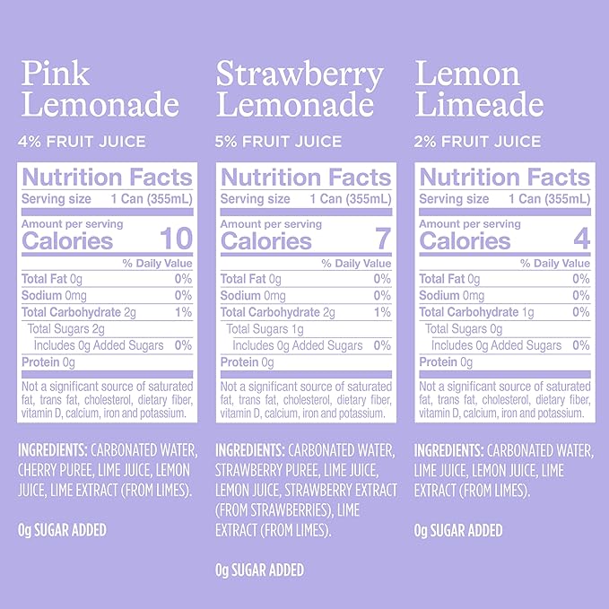 Spindrift Lemonade 3 Flavor Variety 20 Pack12 Fl Oz (Pack of 20)