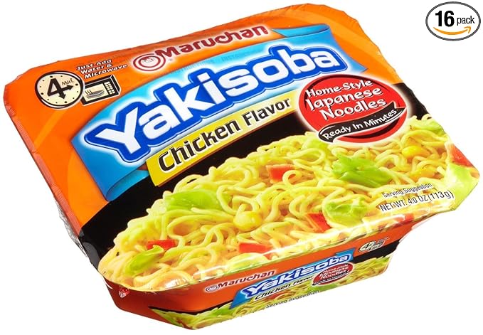4 set of 16 pack Maruchan Yakisoba Chicken 4 Ounce Microwavable