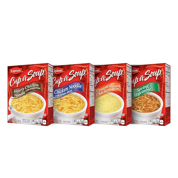 SOUP SECRETS Lipton Cup-a-Soup Instant Soup For a Warm Cup of Soup Cream of Chicken Only 70 Calories Per Serving 4 Count (12 Pack)