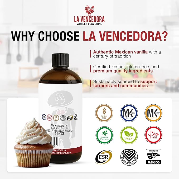 La Vencedora Mexican Vanilla – Large 32oz Bottles (Pack of 2) – Traditional Vanilla Flavoring for Baking Cooking &amp Desserts – Made in Mexico