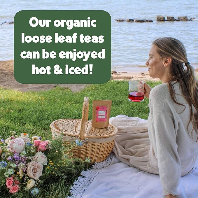 Heavenly Tea Leaves Organic Rose Black Bulk Loose Leaf Black Tea 1 Lb. (Approx. 200 Cups) - Strong Full Bodied Floral Great For Hot Or Iced Tea Antioxidant Black Tea With Rose Petals