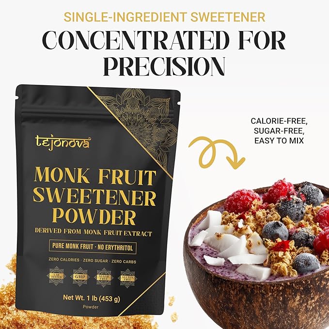 Monk Fruit Extract Sweetener 1lb Monk Fruit Extract Powder Pure Monkfruit Flavor No Erythritol Keto Sugar Substitute 1465 Servings