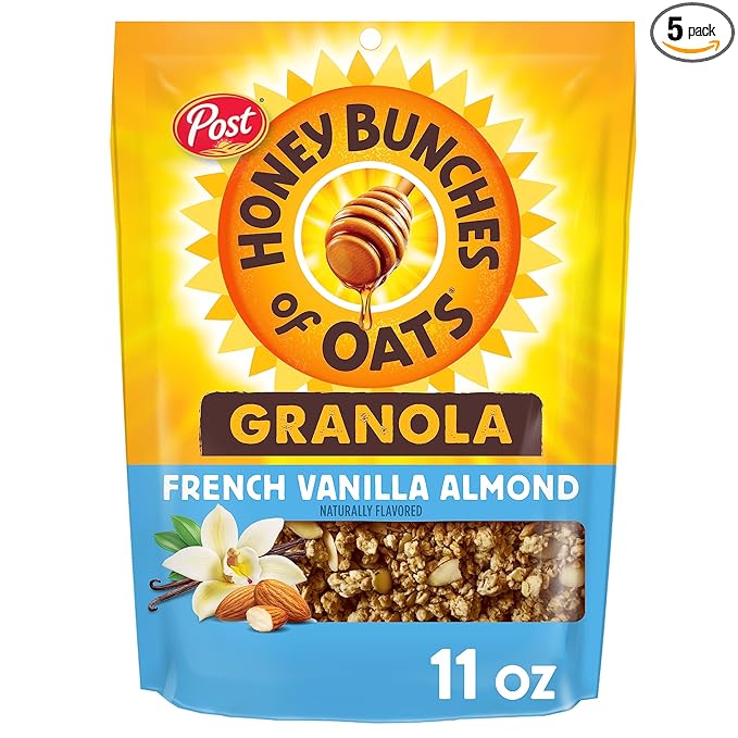 Honey Bunches of Oats French Vanilla Almond Granola Cereal 11 oz Bag (Pack of 5)