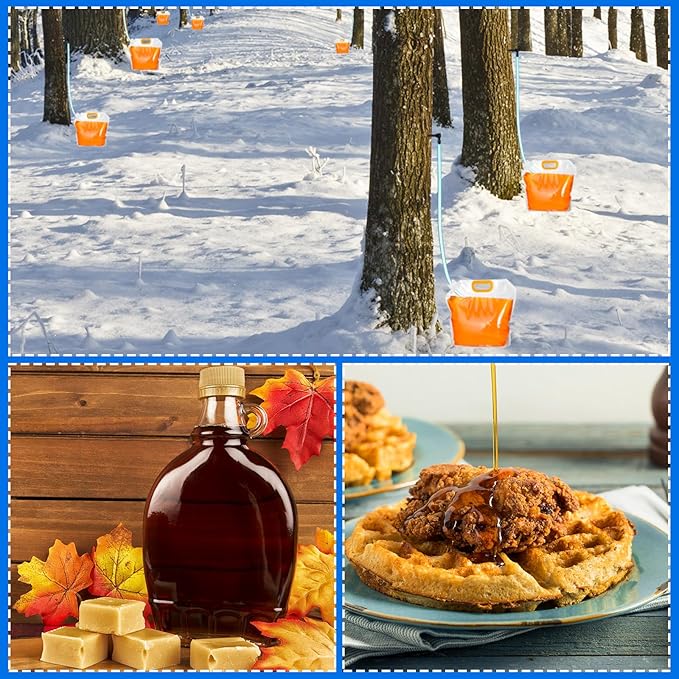 SiliFine 10 Sets Maple Syrup Tapping Kit Include 10 Taps 10 Pcs 3 ft Tubing 10 Pcs 1 Quart Filters 10 Pieces 5l Bags for Maple Birch Syrup Collection Supplies
