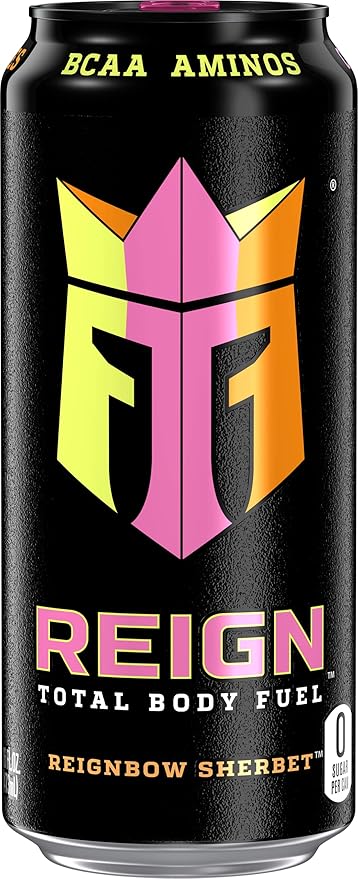 REIGN Total Body Fuel Reignbow Sherbet Fitness &amp Performance Drink 16 Fl Oz (Pack of 12)