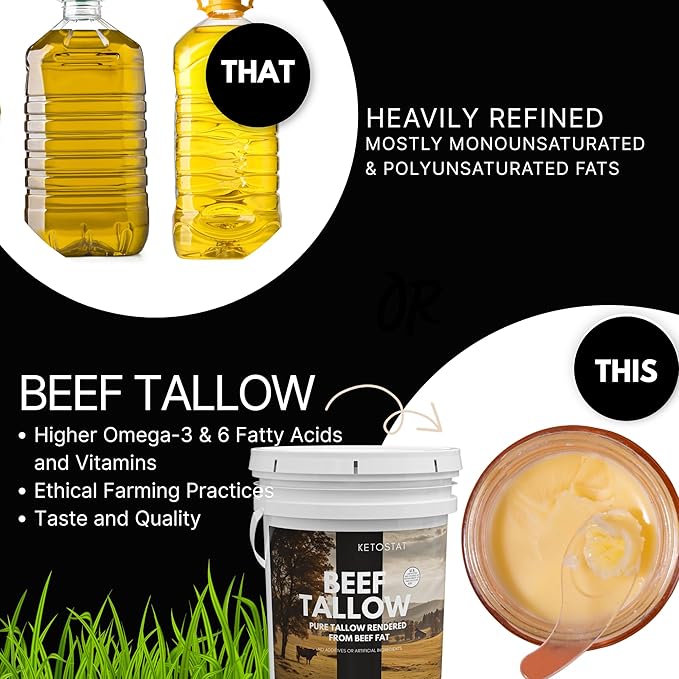 Beef Tallow (3.75 LB / 60 Oz) For Cooking