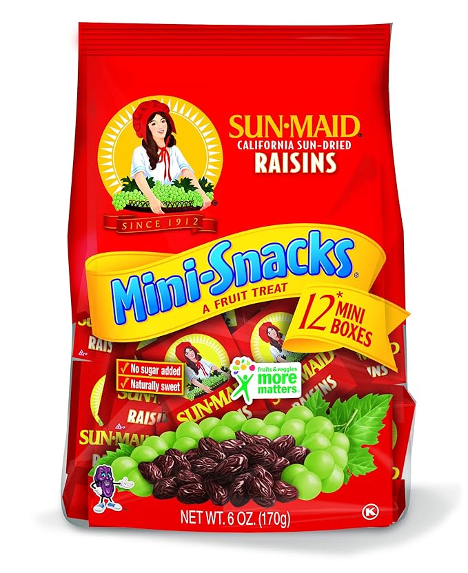 Sun-Maid California Dried Raisins Mini Snack Packs 0.5 Oz Boxes 12 CT (Pack of 6)
