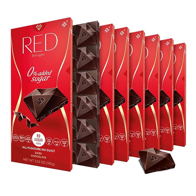 RED Delight®™ Dark Chocolate Full Size Bars (3.53 Ounces Each) (7 Pack -Full Size (3.53 Ounce) Bars)