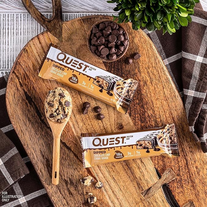 Quest Protein Chips &amp Cookie Dough Bars Bundle - Spicy Sweet Chili Chips (12 Ct 1.1 Oz) and Chocolate Chip Cookie Dough Bars (12 Ct 1.76 Oz)