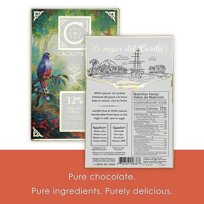 Cacaoteca 32% White Chocolate 3 Pack - Dominican Chocolate - Bean-to-Bar Direct Sourced - Gluten-Free - Bundle