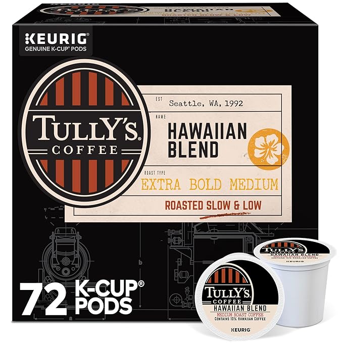 Tully's Coffee Hawaiian Blend Keurig Single-Serve K-Cup Pods Medium Roast 72 Count