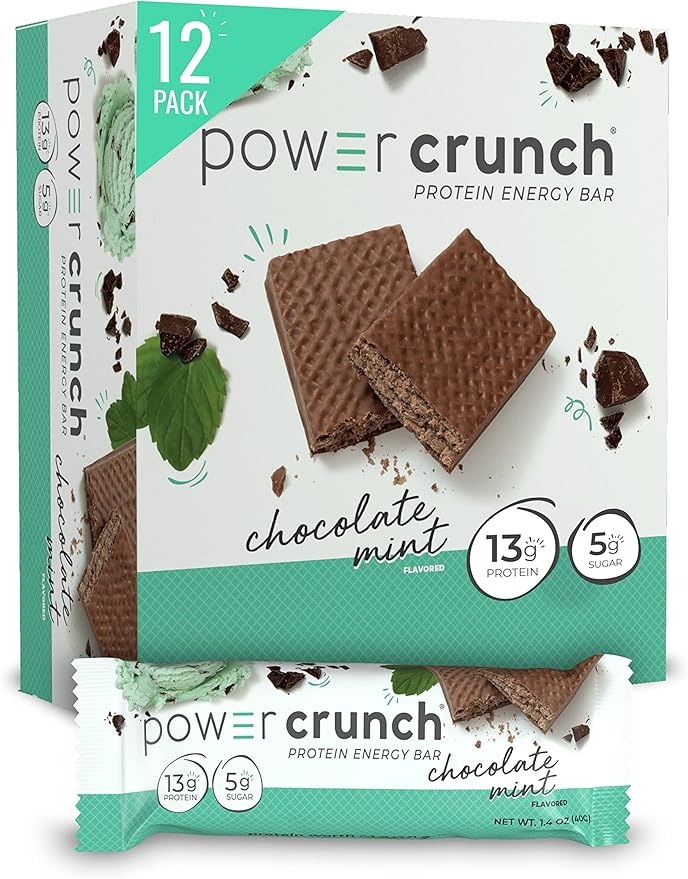 Power Crunch Protein Wafer Bars High Protein Snacks Chocolate Mint (12 Count) and Cinnamon Roll (12 Count)