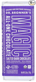 Dr. Bronner's Salted Magic All One Dark Chocolate Bar 70% Cocoa Non GMO Vegan 3 Ounces (Pack Of 12)
