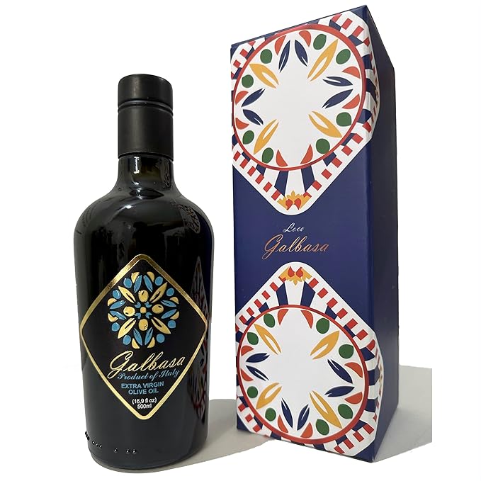 Galbasa - Organic Olive Oil from Sicily Italy - Extra Virgin First Cold Pressed Early Harvest - Polyphenol Rich Peppery Finish No Pesticides - 16.9 fl oz