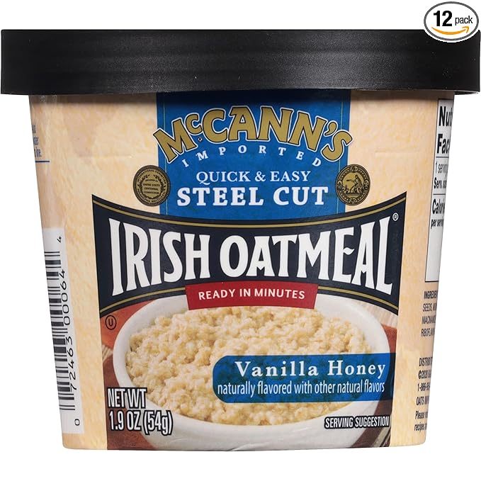 McCann's Irish Oatmeal Instant Oatmeal Cup Vanilla Honey 1.9 Ounce (Pack of 12)