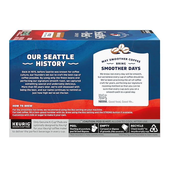 Seattle’s Best Coffee Medium Roast K-Cup Coffee Pods Portside 100% Arabica 6 Boxes (60 Pods Total)