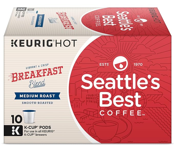 Seattle’s Best Coffee K-Cup Pods Breakfast Blend Medium Roast Coffee Smooth-Roasted K-Cups for Keurig K-Cup Brewers 10 CT K-Cups/Box (Pack of 3 Boxes)