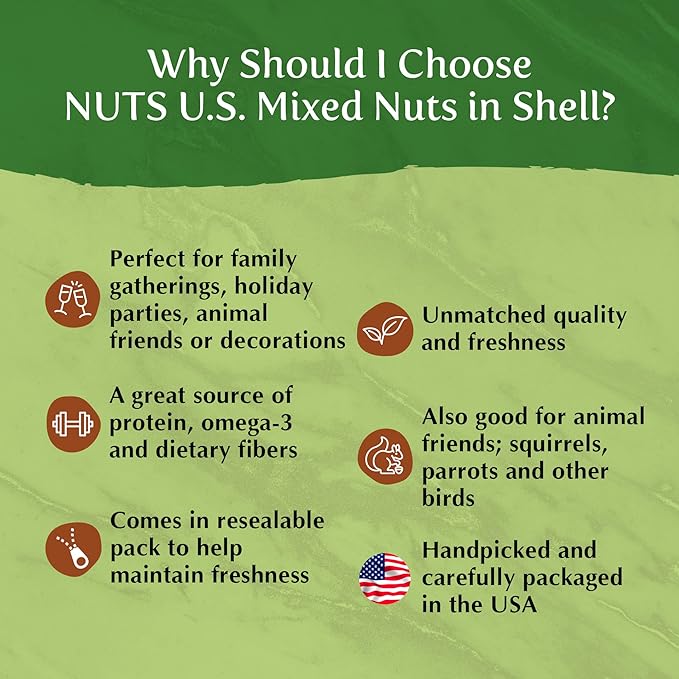 NUTS U.S. – Mixed Nuts In Shell (Almonds Walnuts Hazelnuts Pecans) | No Added Colors and No Artificial Flavors | Fresh Buttery Taste and Raw |Packed In Resealable Bags (6 LBS)