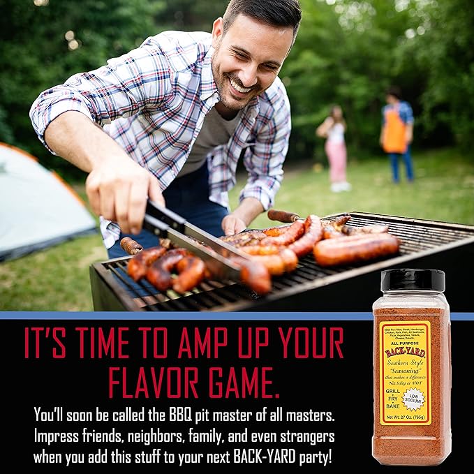#1 All Purpose Seasoning | BACK-YARD Southern Style Original 27 oz | Value Size - RESTAURANT PACK | Sprinkle on Steak Seasoning Poultry Seasoning Fish Seasoning Vegetable Seasoning | Low Sodium (27
