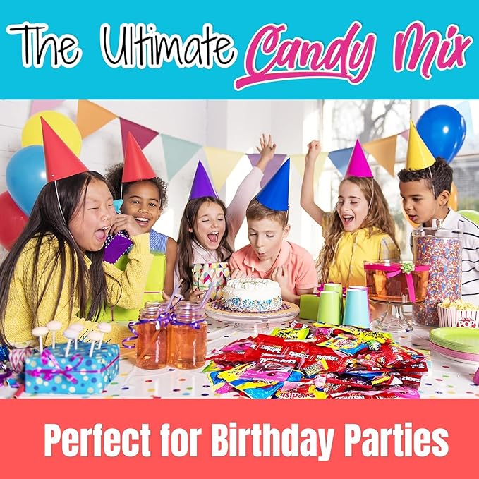 ASSORTED VARIETY BULK CANDY MIX 8.5 LB of Assorted Individually Wrapped Snack Size Candy Mix Skittles Starburst Haribo Jolly Ranchers and More for Pinata Filler Kids Parties and Office Candy