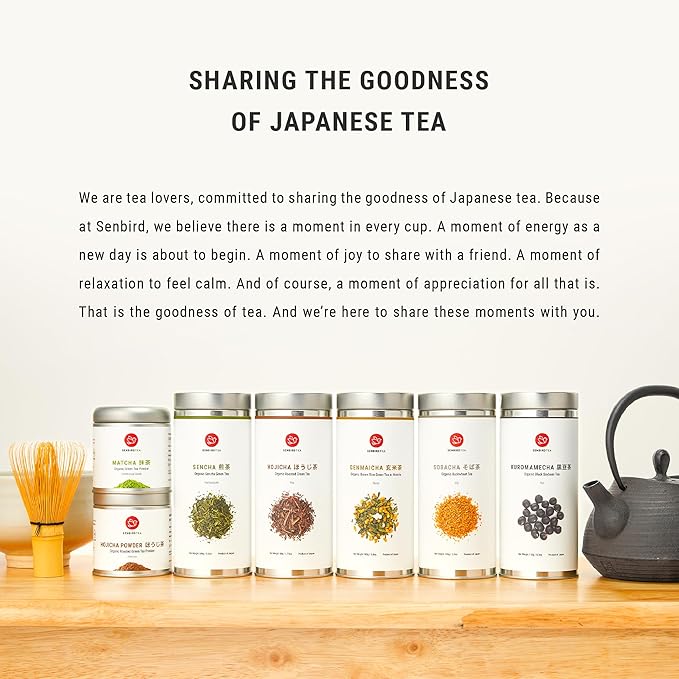 Senbird Premium Hojicha - Japanese Roasted Green Tea - From Shizuoka Japan - Loose Tea In Airtight Tea Tin (1.76oz/50g)
