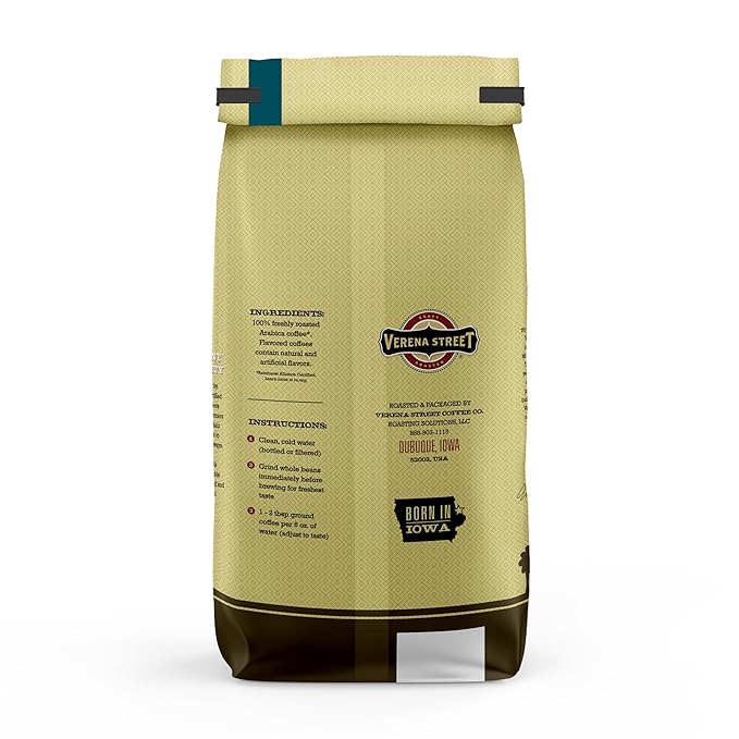 Verena Street 2 Pound Flavored Ground Coffee Cow Tipper Medium Roast Rainforest Alliance Certified Arabica Coffee
