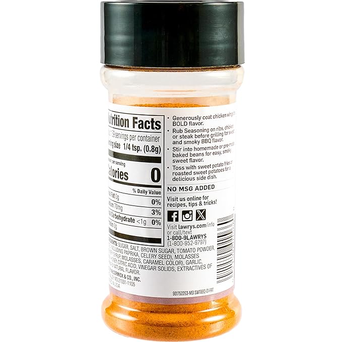 Lawry's Sweet BBQ Seasoning 4.48 oz (Pack of 6)