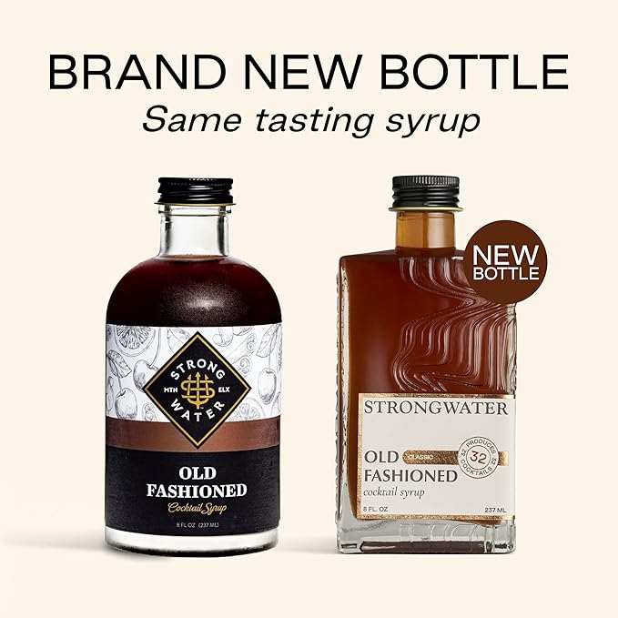 Strongwater Espresso Old Fashioned Craft Cocktail Mixer - Makes 32 Cocktails - Handcrafted Old Fashioned Syrup with Real Coffee Cinnamon Sugar &amp Cherry - Just Mix with Bourbon or Whiskey